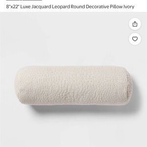Threshold 8”x 22” Luxe Jaquard Leopard Round Decorative Pillow,Ivory/Black